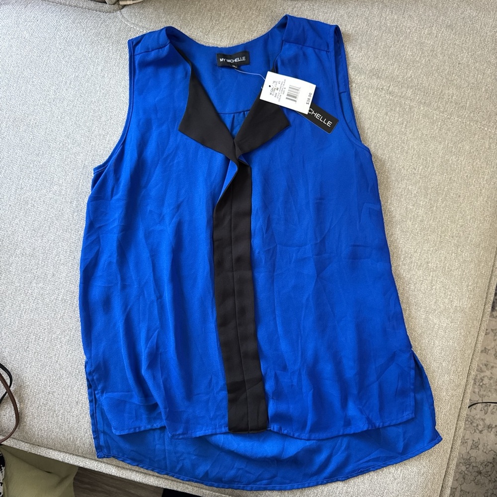 My Michelle Royal Blue and Black Tank Top